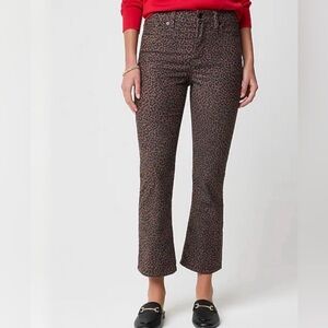 J. Crew Leopard mid-rise flare crop jean in all-day stretch